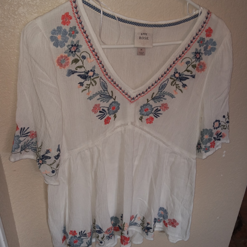 Embroidered floral top